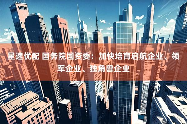 星速优配 国务院国资委：加快培育启航企业、领军企业、独角兽企业